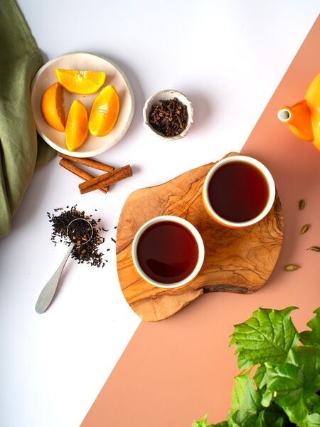 Orange Spice Black Tea: Updating a Classic Cozy yet uplifting, with lively citrus and warming spices.